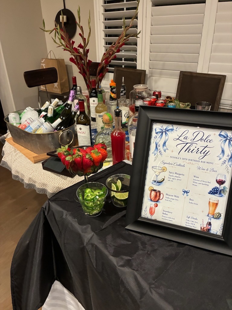 Event bar station with menu and service setup